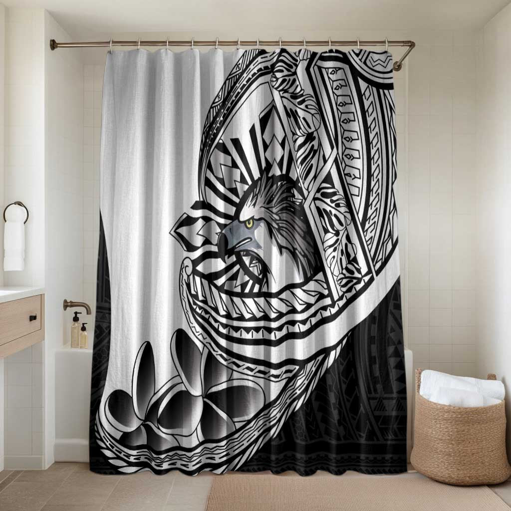 Philippines Eagle Sun Bathroom Set Filipino Agila Polynesian Tattoo Black Color LT14 Shower Curtain Only Black - Polynesian Pride