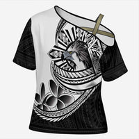Philippines Eagle Sun Cross Shoulder Shirt Filipino Agila Polynesian Tattoo Black Color LT14 Female Black - Polynesian Pride