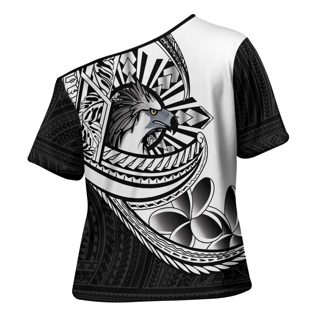 Philippines Eagle Sun Cross Shoulder Shirt Filipino Agila Polynesian Tattoo Black Color LT14 - Polynesian Pride