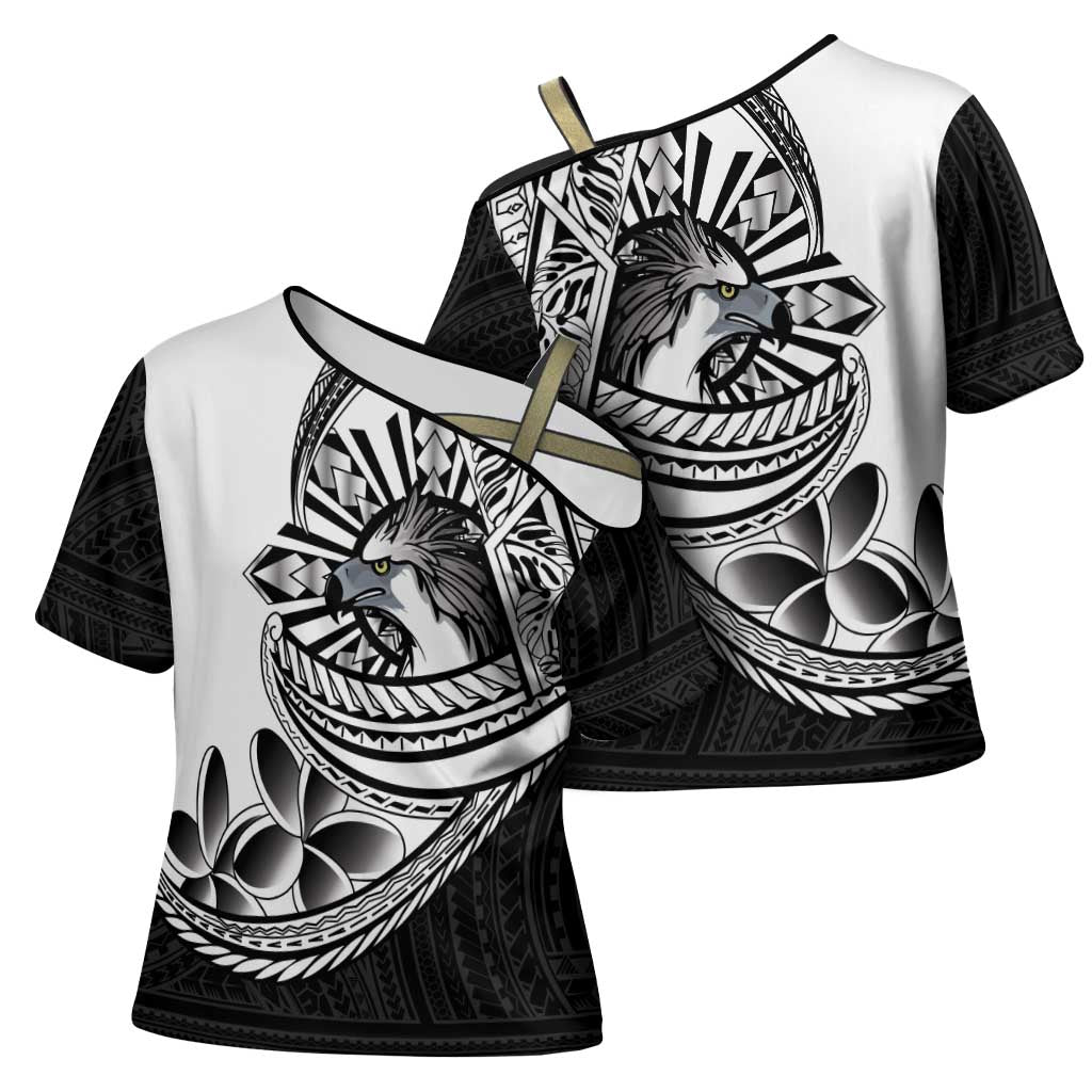 Philippines Eagle Sun Cross Shoulder Shirt Filipino Agila Polynesian Tattoo Black Color LT14 - Polynesian Pride