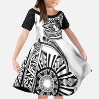 Philippines Eagle Sun Family Matching Puletasi and Hawaiian Shirt Filipino Agila Polynesian Tattoo Black Color