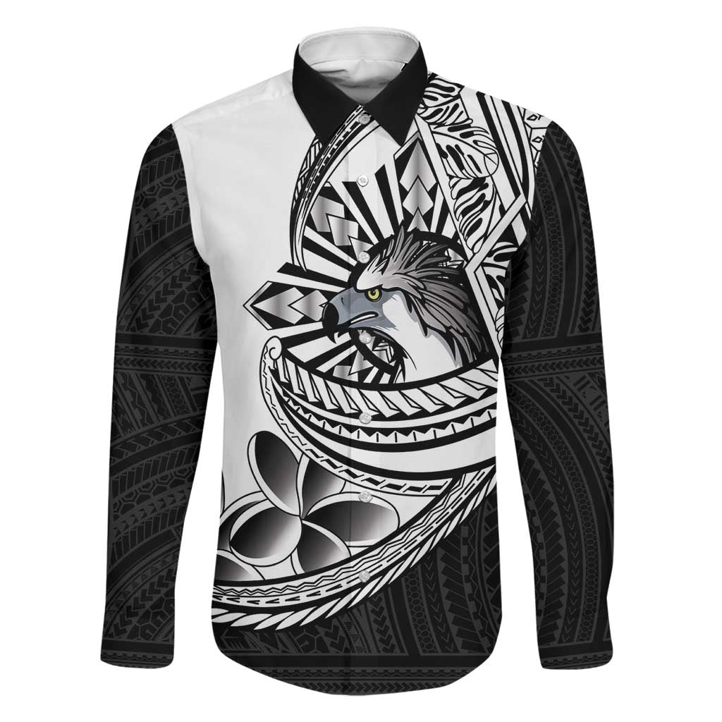Philippines Eagle Sun Family Matching Puletasi and Hawaiian Shirt Filipino Agila Polynesian Tattoo Black Color