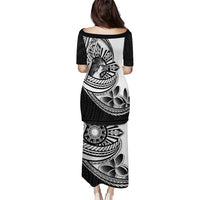 Philippines Eagle Sun Family Matching Puletasi and Hawaiian Shirt Filipino Agila Polynesian Tattoo Black Color