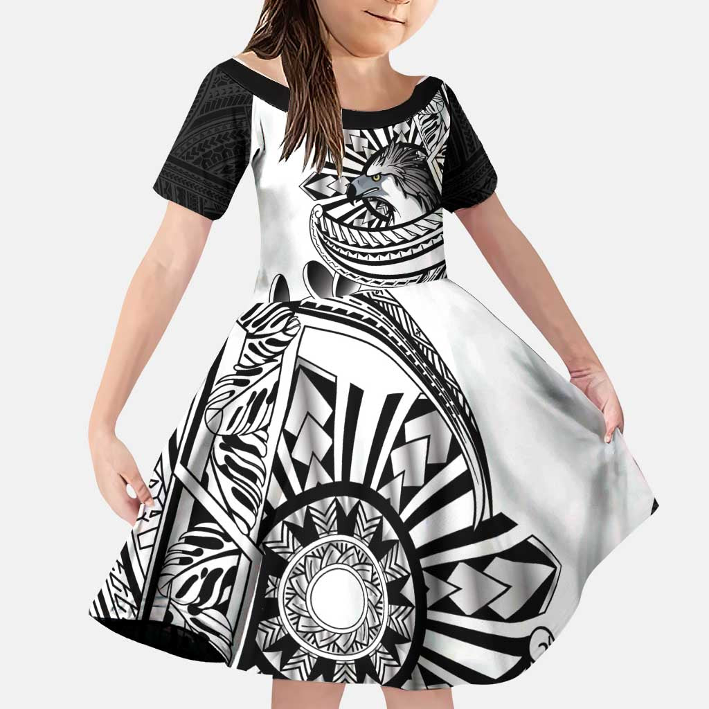 Philippines Eagle Sun Family Matching Tank Maxi Dress and Hawaiian Shirt Filipino Agila Polynesian Tattoo Black Color
