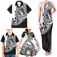 Philippines Eagle Sun Family Matching Tank Maxi Dress and Hawaiian Shirt Filipino Agila Polynesian Tattoo Black Color