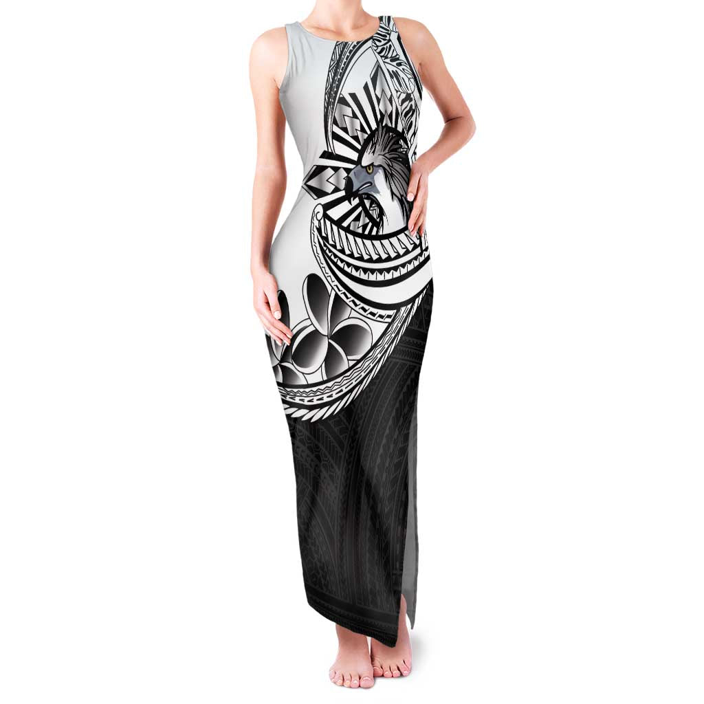 Philippines Eagle Sun Family Matching Tank Maxi Dress and Hawaiian Shirt Filipino Agila Polynesian Tattoo Black Color