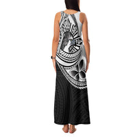 Philippines Eagle Sun Family Matching Tank Maxi Dress and Hawaiian Shirt Filipino Agila Polynesian Tattoo Black Color