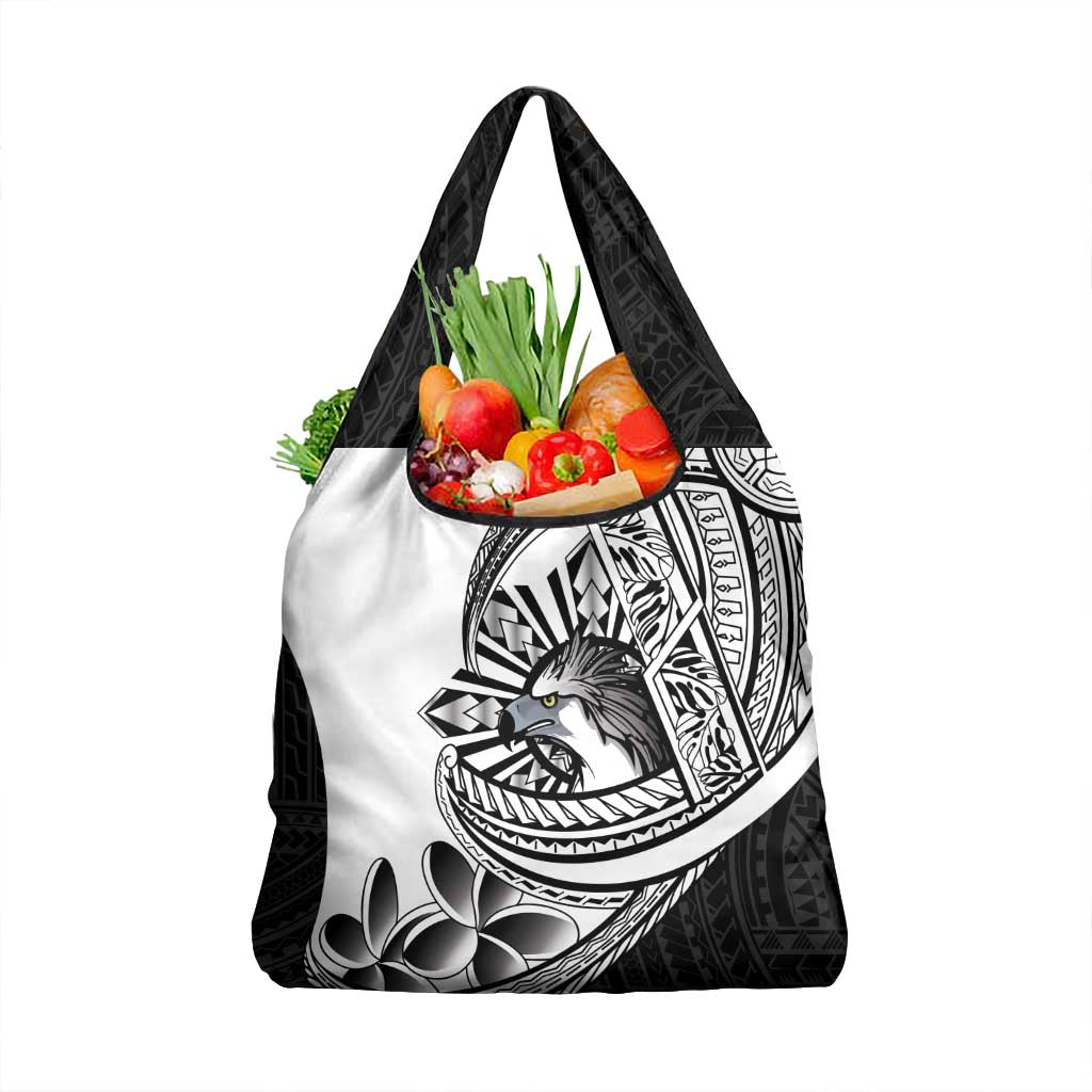 Philippines Eagle Sun Grocery Bag Filipino Agila Polynesian Tattoo Black Color