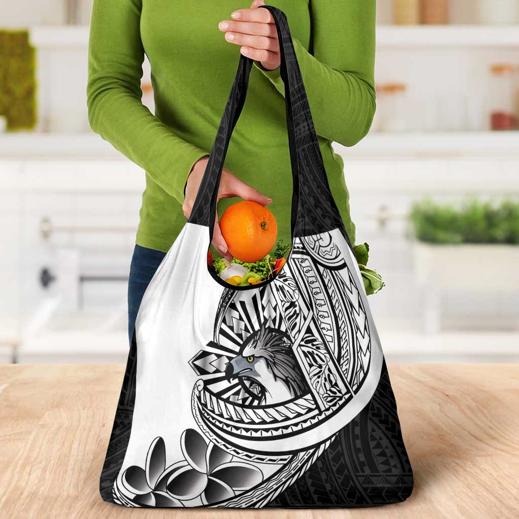Philippines Eagle Sun Grocery Bag Filipino Agila Polynesian Tattoo Black Color