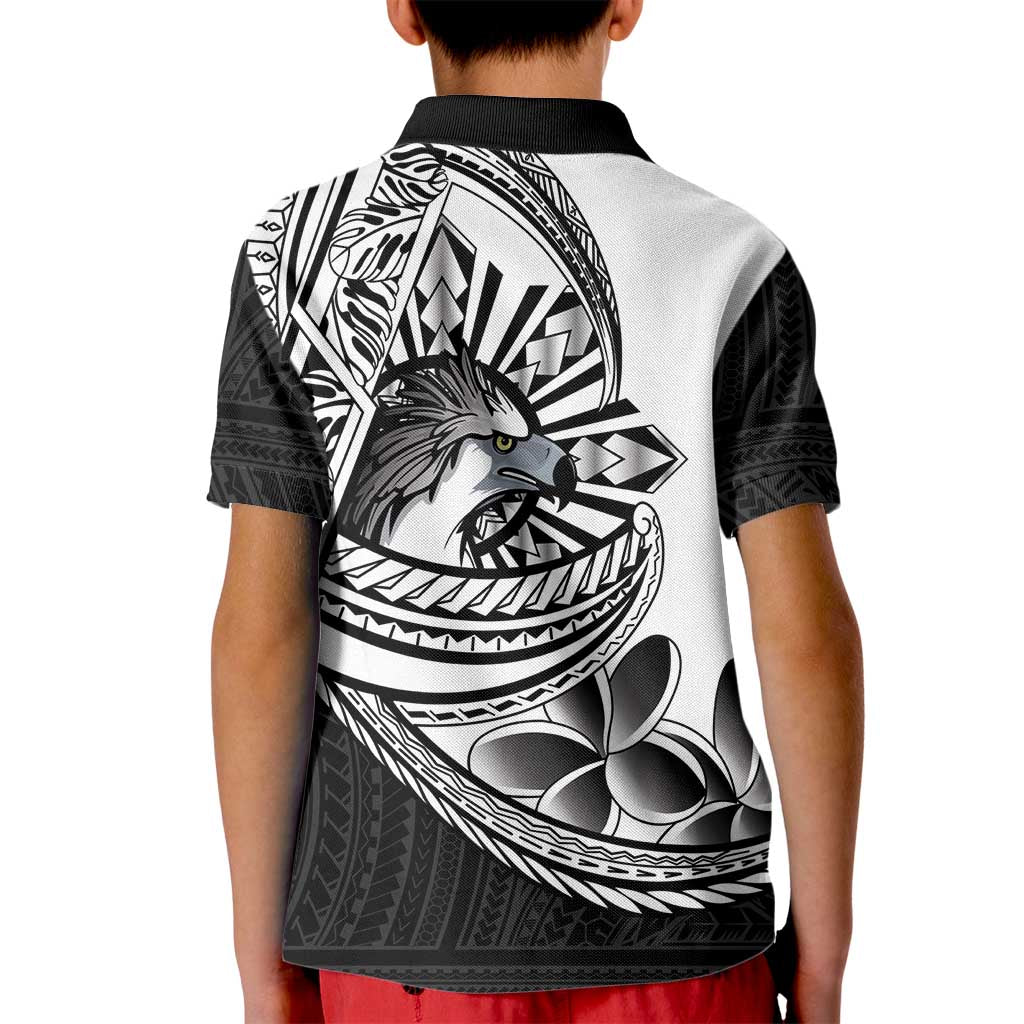 Philippines Eagle Sun Kid Polo Shirt Filipino Agila Polynesian Tattoo Black Color