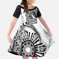 Philippines Eagle Sun Kid Short Sleeve Dress Filipino Agila Polynesian Tattoo Black Color LT14 KID Black - Polynesian Pride