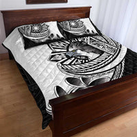Philippines Eagle Sun Quilt Bed Set Filipino Agila Polynesian Tattoo Black Color