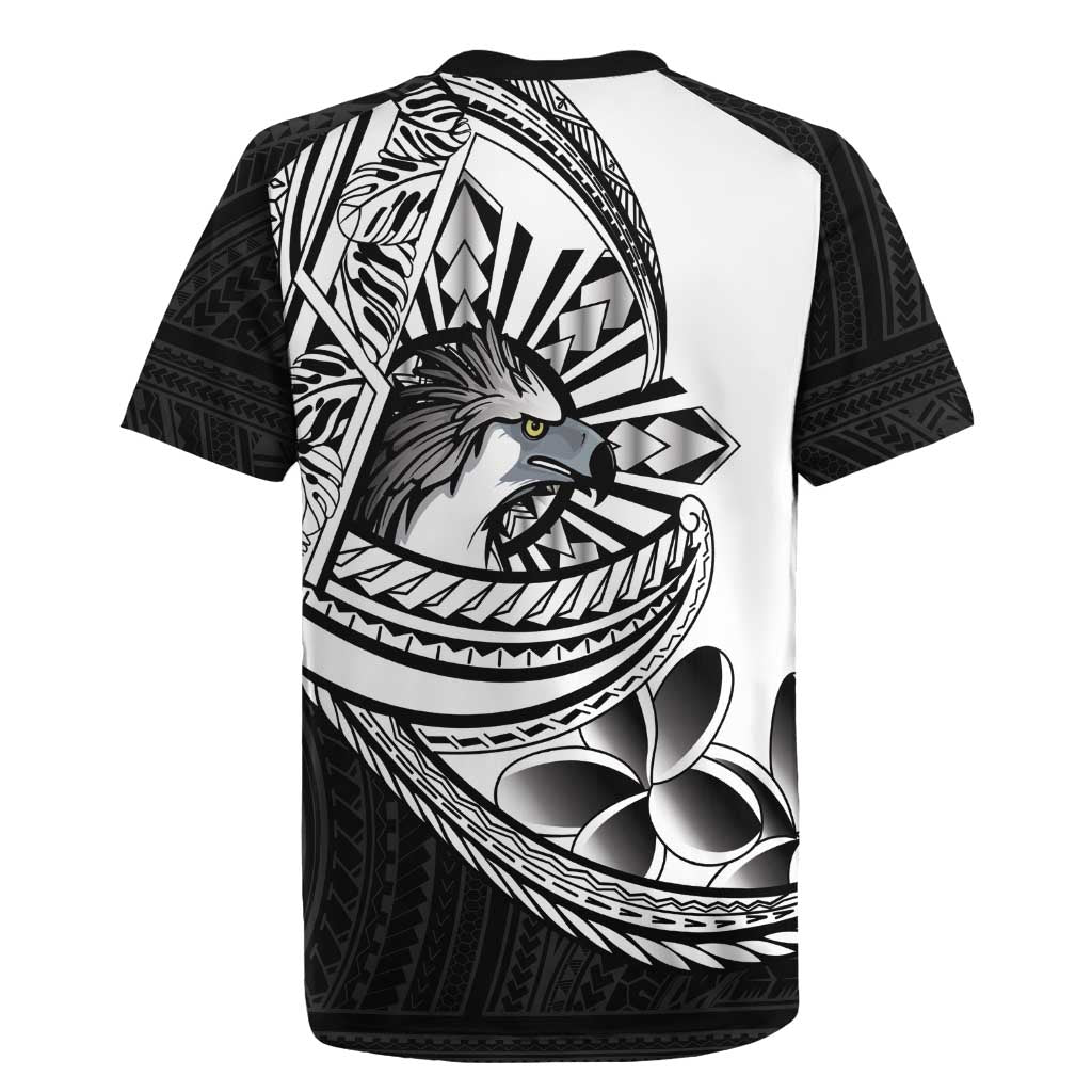 Philippines Eagle Sun Rugby Jersey Filipino Agila Polynesian Tattoo Black Color LT14 - Polynesian Pride