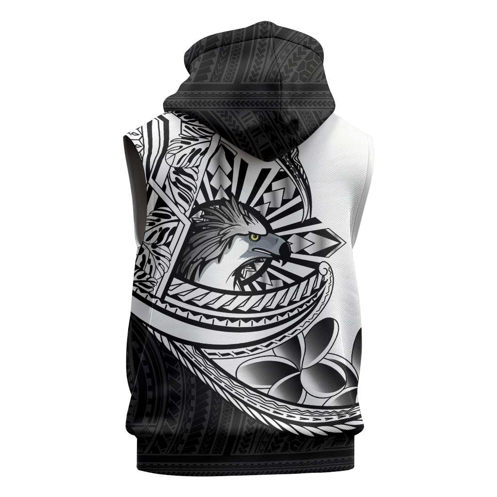 Philippines Eagle Sun Sleeveless Zip Hoodie Filipino Agila Polynesian Tattoo Black Color LT14 - Polynesian Pride