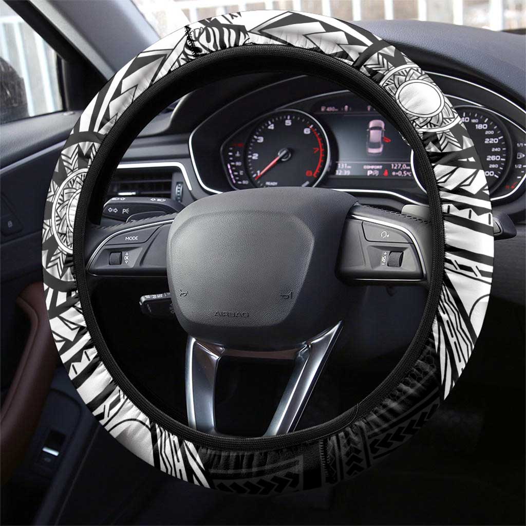 Philippines Eagle Sun Steering Wheel Cover Filipino Agila Polynesian Tattoo Black Color
