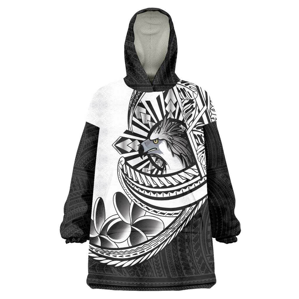 Philippines Eagle Sun Wearable Blanket Hoodie Filipino Agila Polynesian Tattoo Black Color LT14 One Size Black - Polynesian Pride
