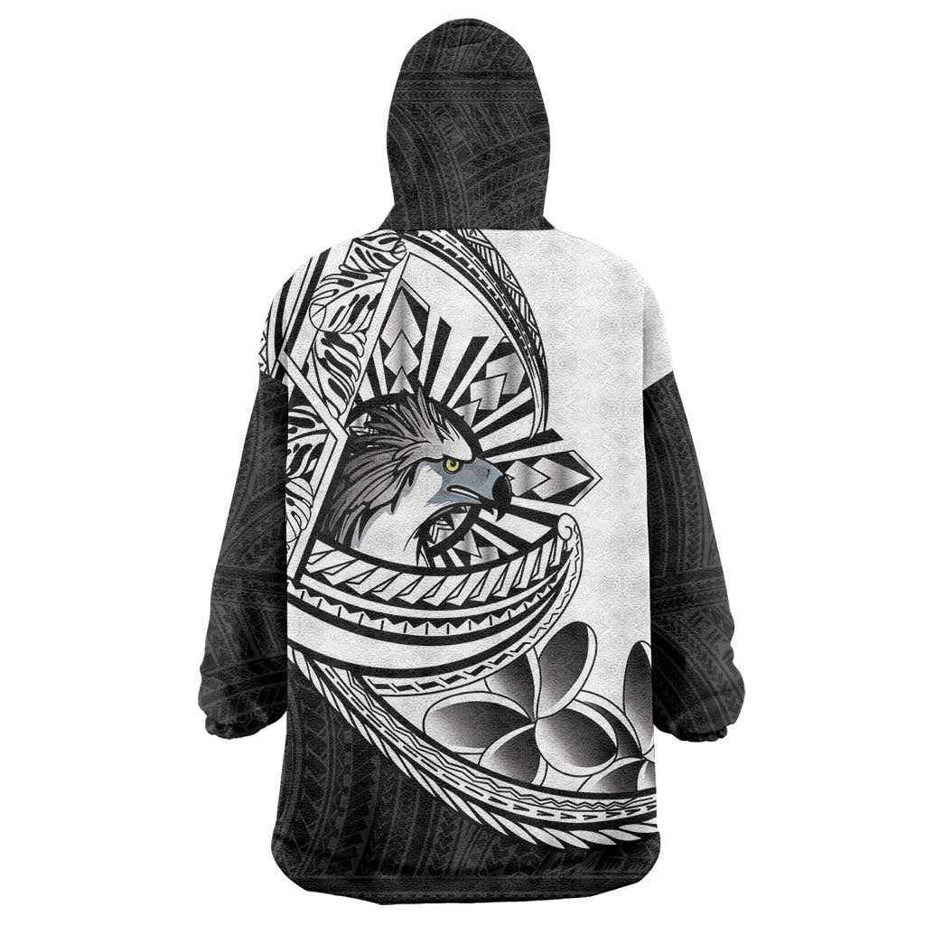 Philippines Eagle Sun Wearable Blanket Hoodie Filipino Agila Polynesian Tattoo Black Color LT14 - Polynesian Pride