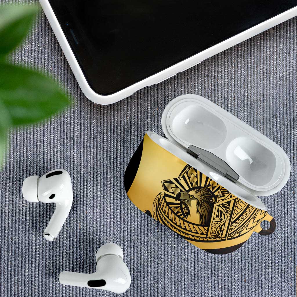 Philippines Eagle Sun AirPods Case Filipino Agila Polynesian Tattoo Gold Color