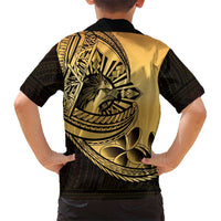 Philippines Eagle Sun Family Matching Long Sleeve Bodycon Dress and Hawaiian Shirt Filipino Agila Polynesian Tattoo Gold Color LT14 - Polynesian Pride