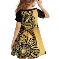 Philippines Eagle Sun Family Matching Long Sleeve Bodycon Dress and Hawaiian Shirt Filipino Agila Polynesian Tattoo Gold Color LT14 - Polynesian Pride
