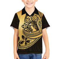 Philippines Eagle Sun Family Matching Off Shoulder Short Dress and Hawaiian Shirt Filipino Agila Polynesian Tattoo Gold Color LT14 Son's Shirt Gold - Polynesian Pride