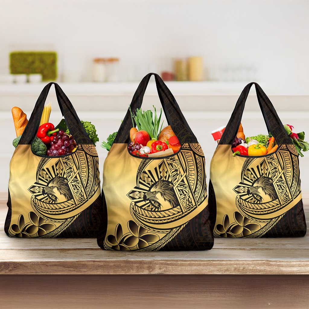 Philippines Eagle Sun Grocery Bag Filipino Agila Polynesian Tattoo Gold Color