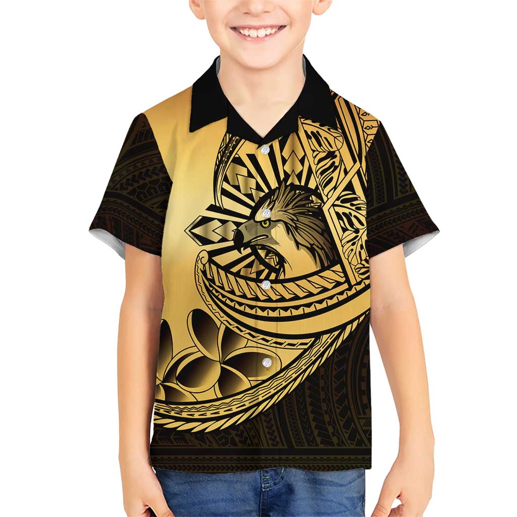 Philippines Eagle Sun Kid Hawaiian Shirt Filipino Agila Polynesian Tattoo Gold Color LT14 Kid Gold - Polynesian Pride