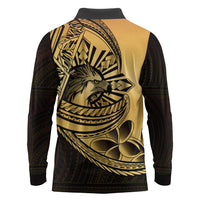 Philippines Eagle Sun Long Sleeve Polo Shirt Filipino Agila Polynesian Tattoo Gold Color LT14 - Polynesian Pride