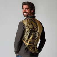 Philippines Eagle Sun Long Sleeve Polo Shirt Filipino Agila Polynesian Tattoo Gold Color LT14 - Polynesian Pride