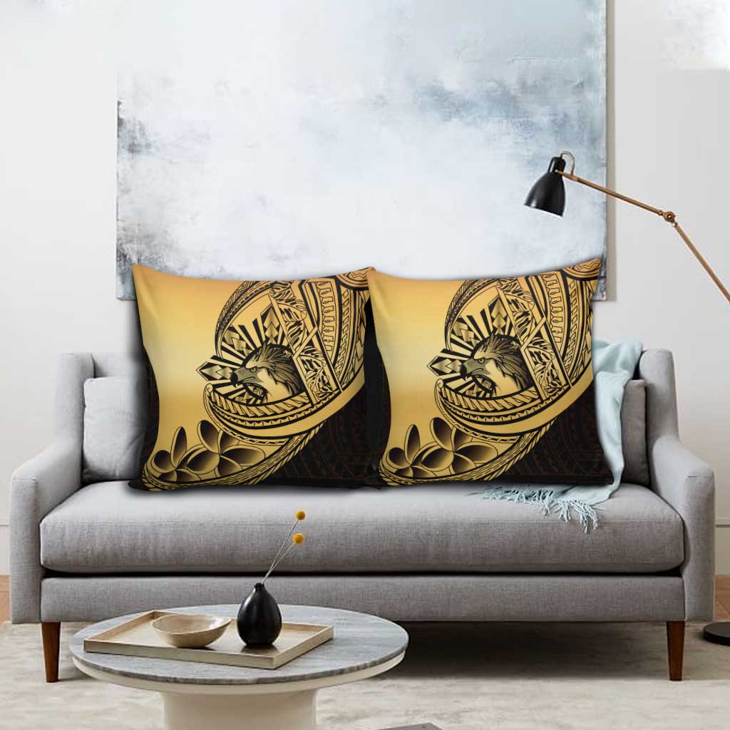 Philippines Eagle Sun Pillow Cover Filipino Agila Polynesian Tattoo Gold Color