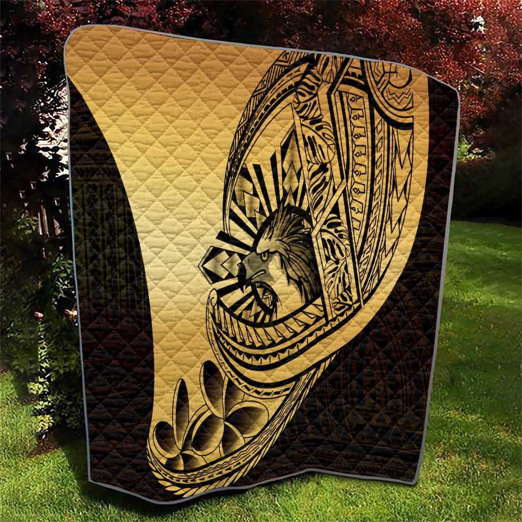 Philippines Eagle Sun Quilt Filipino Agila Polynesian Tattoo Gold Color