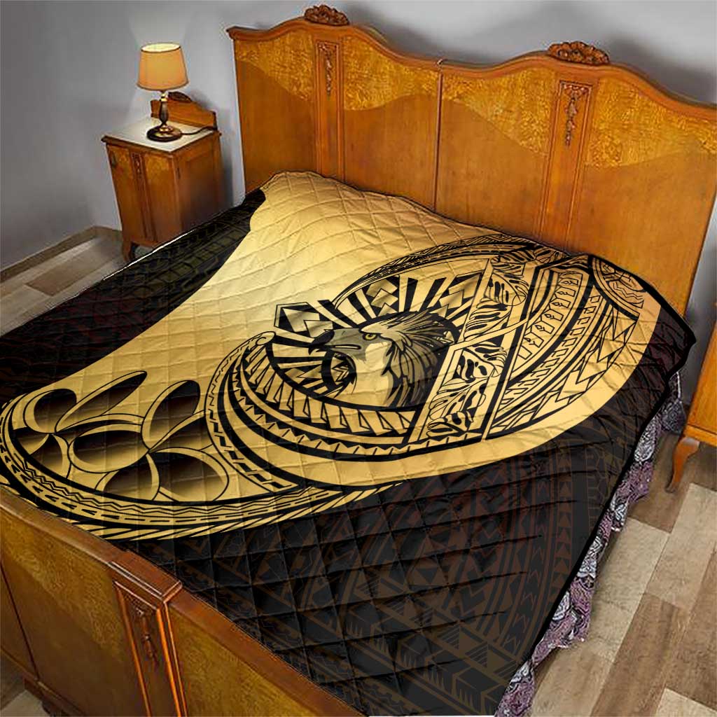 Philippines Eagle Sun Quilt Filipino Agila Polynesian Tattoo Gold Color