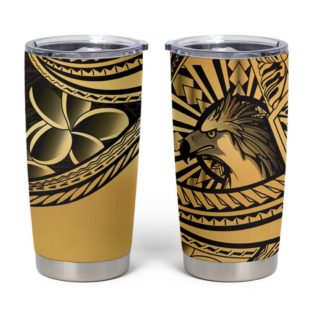 Philippines Eagle Sun Tumbler Cup Filipino Agila Polynesian Tattoo Gold Color