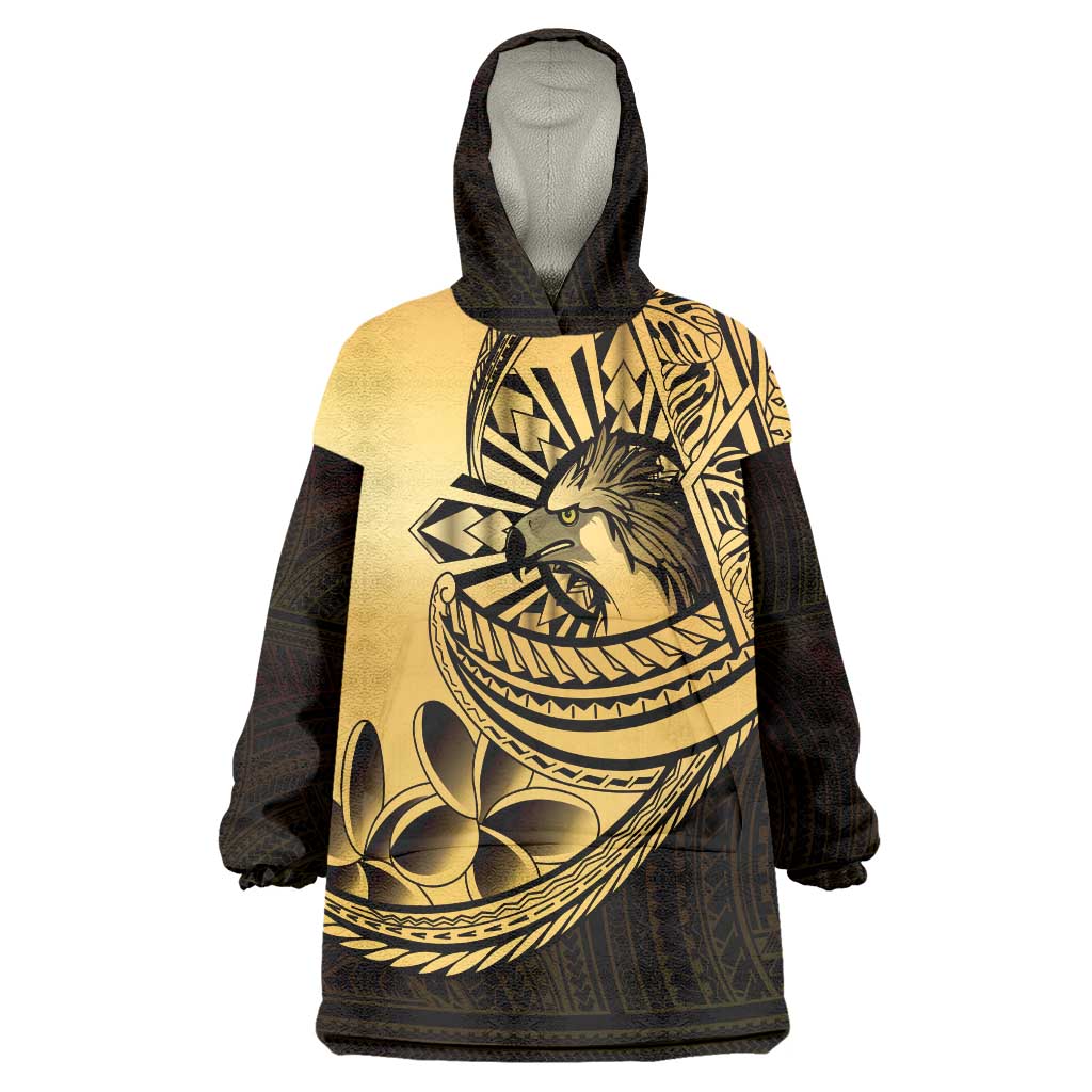 Philippines Eagle Sun Wearable Blanket Hoodie Filipino Agila Polynesian Tattoo Gold Color LT14 One Size Gold - Polynesian Pride
