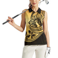 Philippines Eagle Sun Women Sleeveless Polo Shirt Filipino Agila Polynesian Tattoo Gold Color