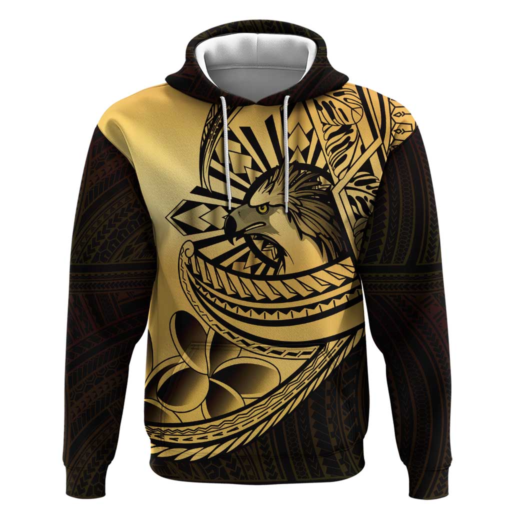 Philippines Eagle Sun Zip Hoodie Filipino Agila Polynesian Tattoo Gold Color LT14 Pullover Hoodie Gold - Polynesian Pride