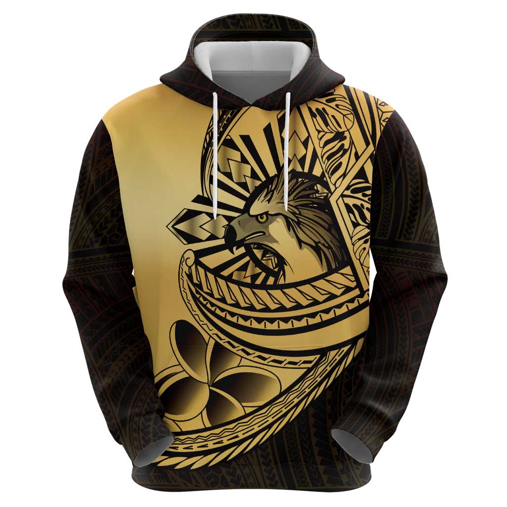 Philippines Eagle Sun Zip Hoodie Filipino Agila Polynesian Tattoo Gold Color LT14 - Polynesian Pride