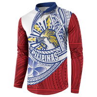 Philippines Eagle Sun Button Sweatshirt Filipino Agila Polynesian Tattoo Flag Color