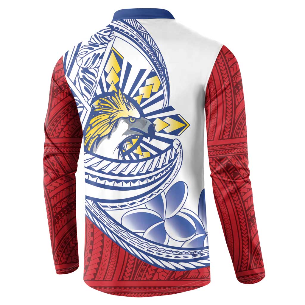 Philippines Eagle Sun Button Sweatshirt Filipino Agila Polynesian Tattoo Flag Color