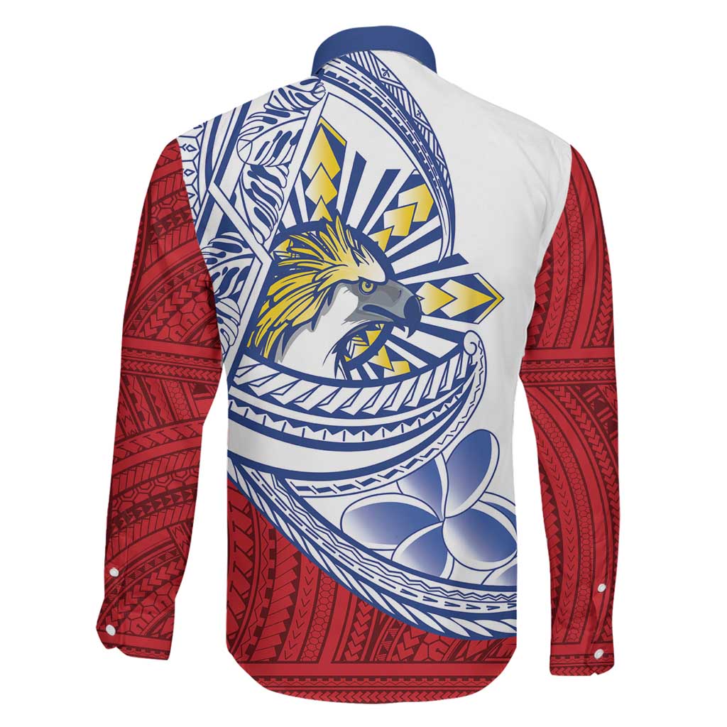 Philippines Eagle Sun Family Matching Long Sleeve Bodycon Dress and Hawaiian Shirt Filipino Agila Polynesian Tattoo Flag Color LT14 - Polynesian Pride