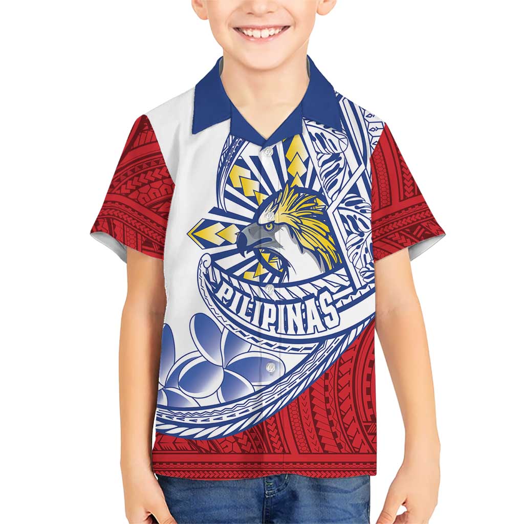 Philippines Eagle Sun Family Matching Long Sleeve Bodycon Dress and Hawaiian Shirt Filipino Agila Polynesian Tattoo Flag Color LT14 Son's Shirt Red - Polynesian Pride