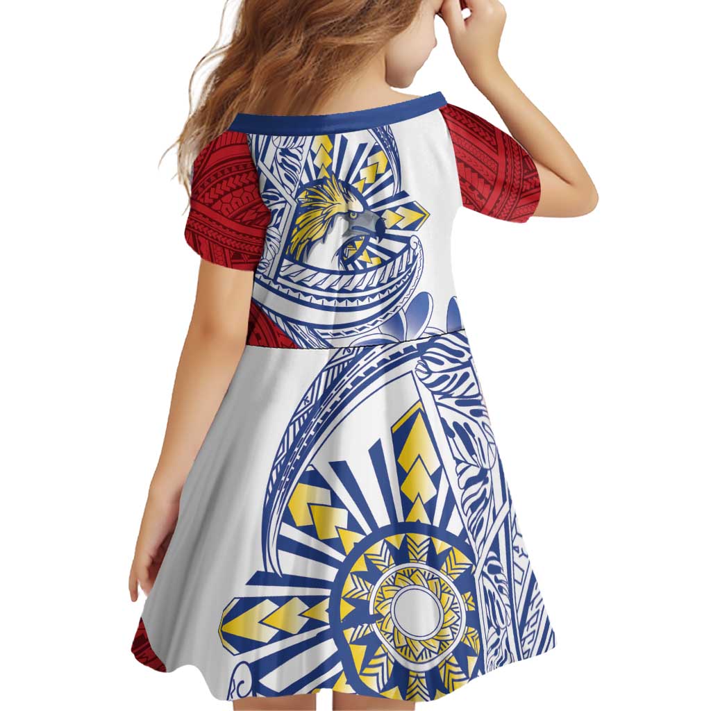 Philippines Eagle Sun Family Matching Off Shoulder Maxi Dress and Hawaiian Shirt Filipino Agila Polynesian Tattoo Flag Color LT14 - Polynesian Pride