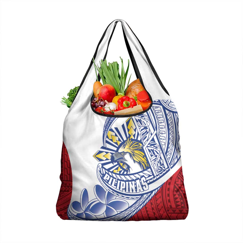 Philippines Eagle Sun Grocery Bag Filipino Agila Polynesian Tattoo Flag Color