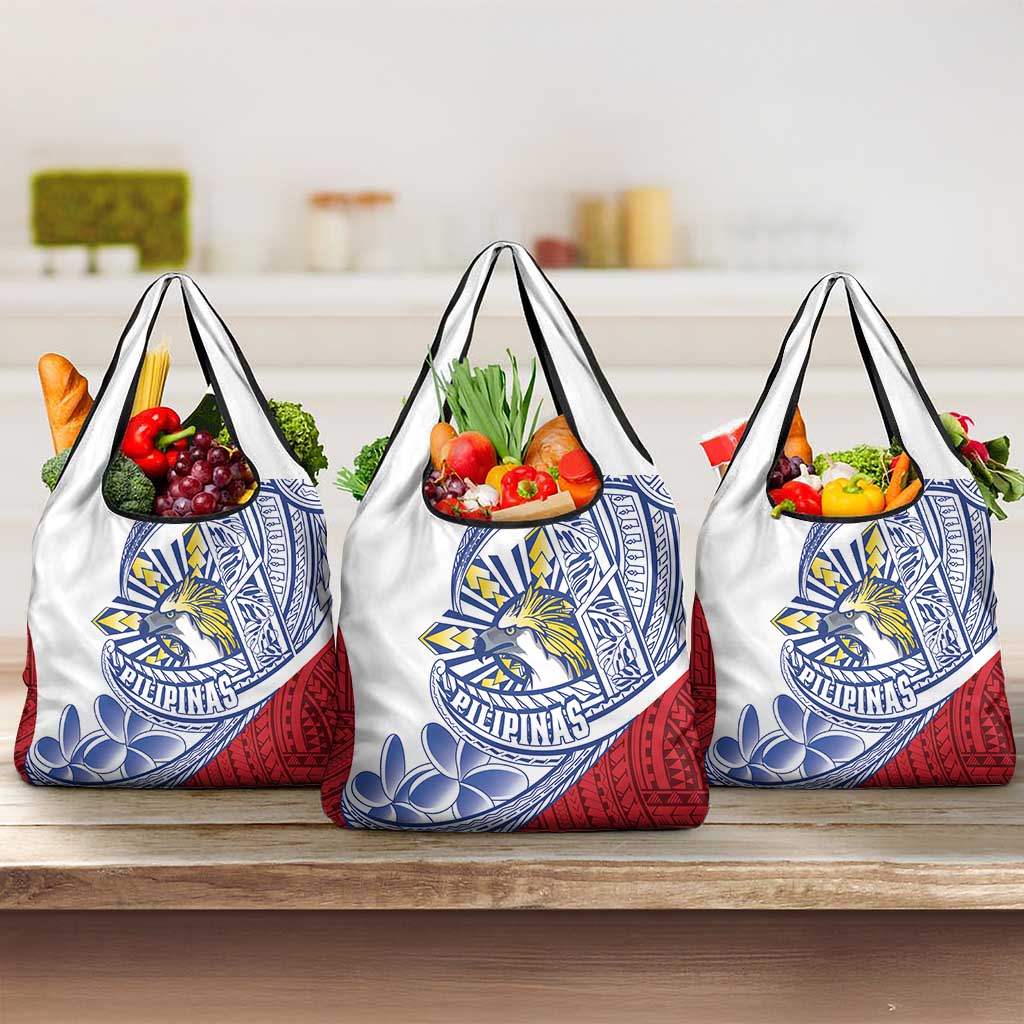 Philippines Eagle Sun Grocery Bag Filipino Agila Polynesian Tattoo Flag Color