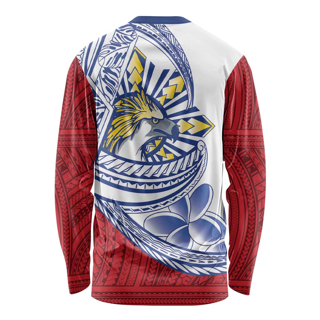 Philippines Eagle Sun Long Sleeve Shirt Filipino Agila Polynesian Tattoo Flag Color