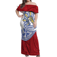 Philippines Eagle Sun Off Shoulder Maxi Dress Filipino Agila Polynesian Tattoo Flag Color