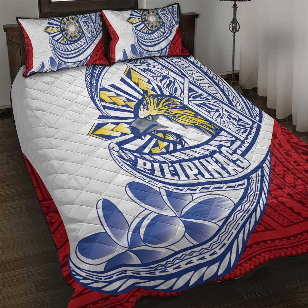 Philippines Eagle Sun Quilt Bed Set Filipino Agila Polynesian Tattoo Flag Color LT14 Red - Polynesian Pride