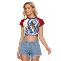 Philippines Eagle Sun Raglan Cropped T Shirt Filipino Agila Polynesian Tattoo Flag Color LT14 Female Red - Polynesian Pride
