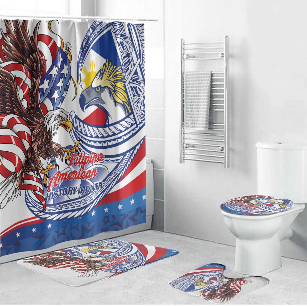 Filipino American History Month Bathroom Set Philippines Agila USA Eagle Mix Flag