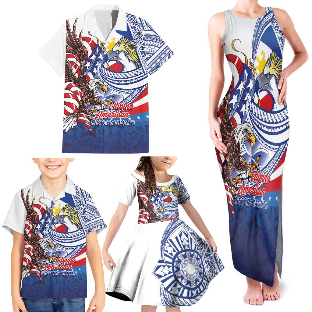 Filipino American History Month Family Matching Tank Maxi Dress and Hawaiian Shirt Philippines Agila USA Eagle Mix Flag LT14 - Polynesian Pride